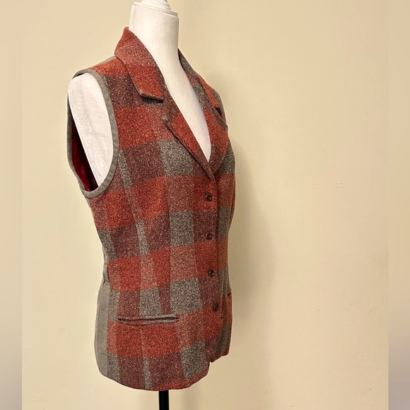 Philippe Adec Paris Earth Tones on Silk Wool 4 Button Front w Back Tie Vest 10 - Picture 2 of 15